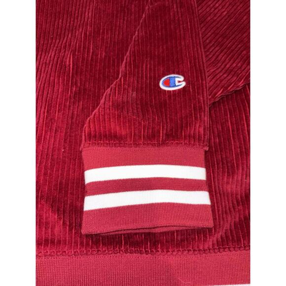 Champion Mens Corduroy Crew Sweatshirt 2XL XXL Maroon Red Logo Cotton Athletic - Picture 4 of 16
